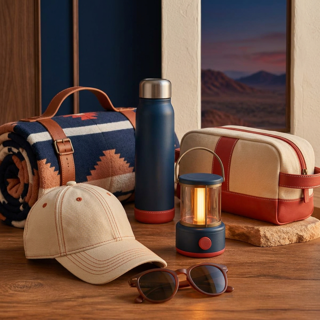 A carefully packed gift set with natural textures and warm tones