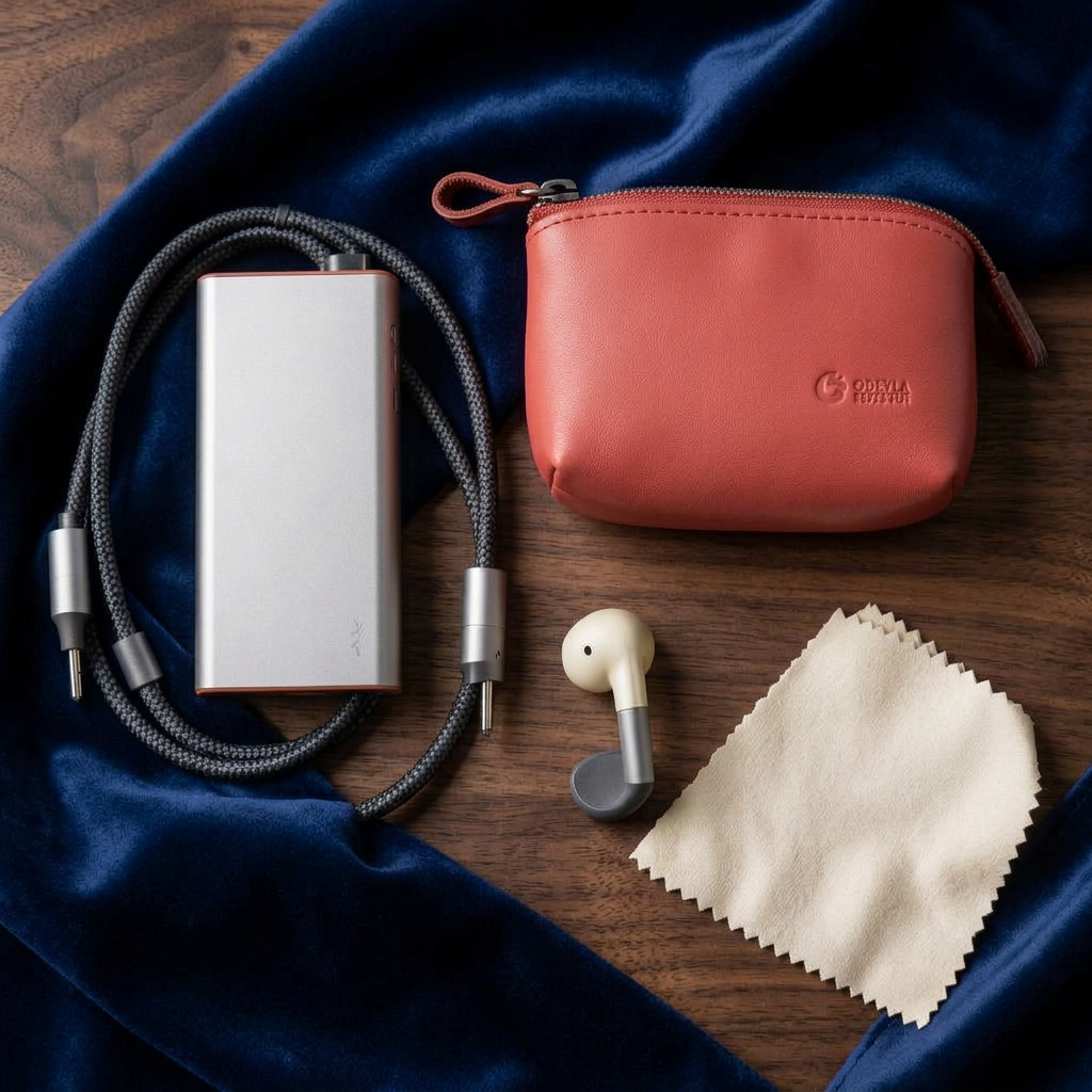 Branded tech gift set with power bank and cable organiser