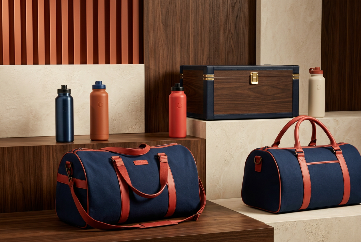 Sports bag, headbands and water bottles branded for a Dubai Fitness Challenge campaign