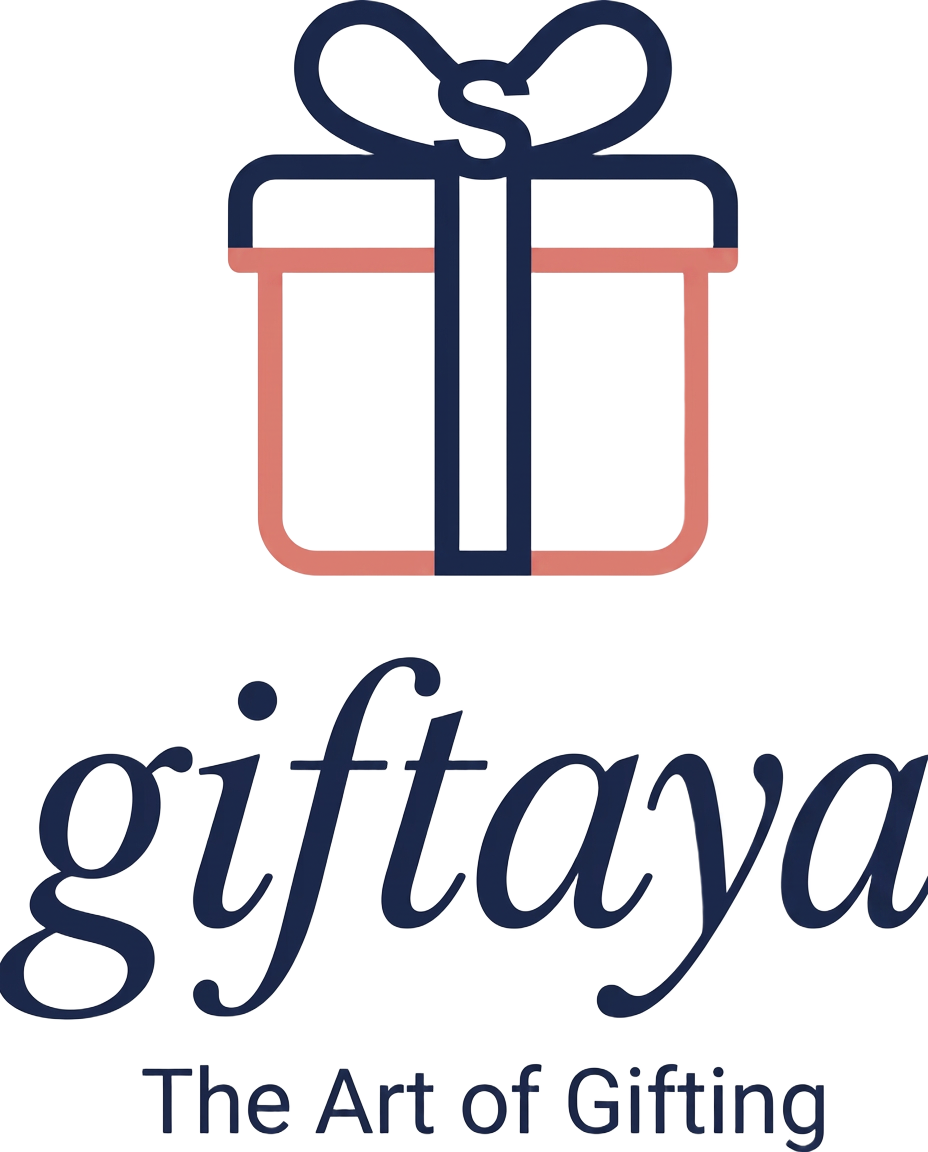 giftaya logo lockup — lowercase wordmark with gift-box emblem and tagline