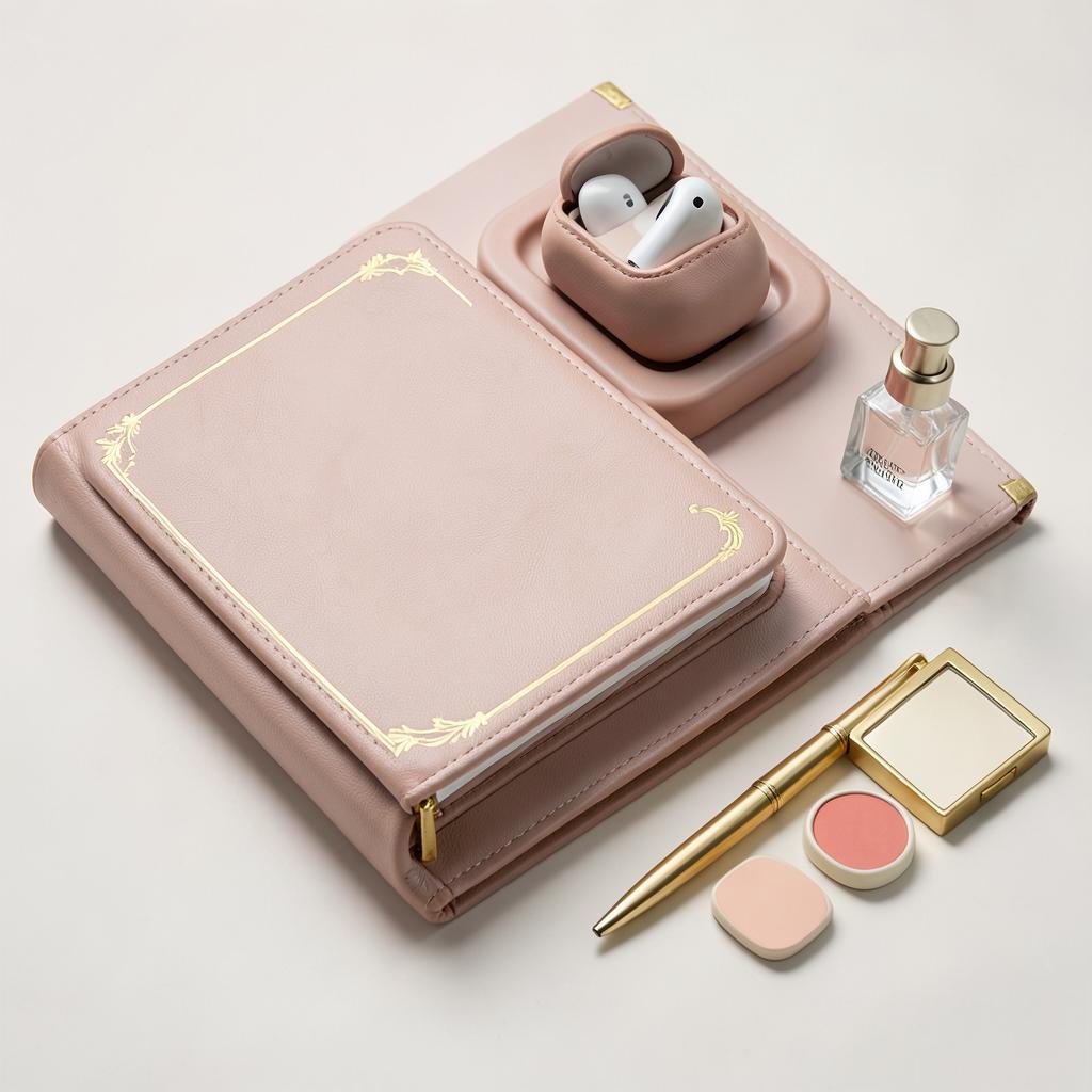 Luxury leather and brass executive gift set