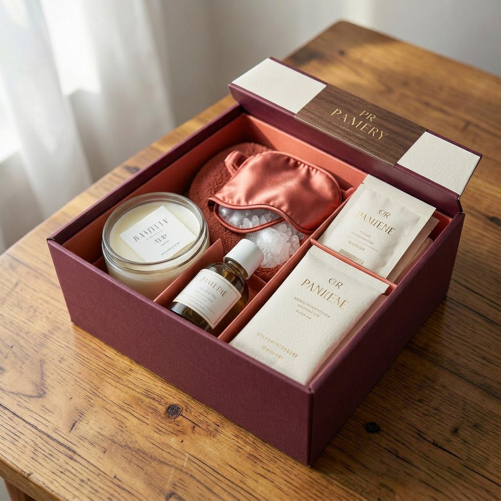 Pampering PR kit with skincare and candle