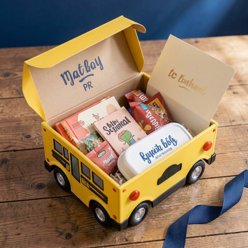 School bus shaped influencer PR box
